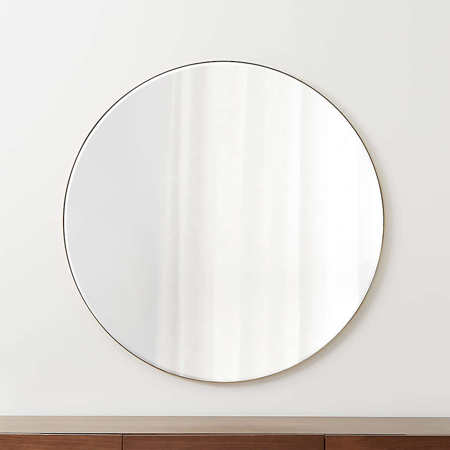 Crate & Barrel Edge Brass Round Mirror